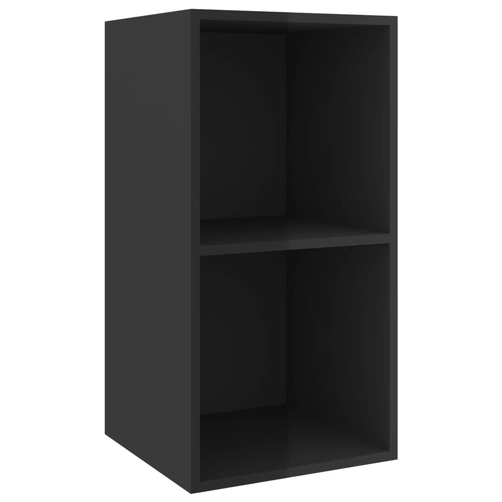 2 Piece Wall-mounted TV Cabinets - High Gloss Black Engineered Wood