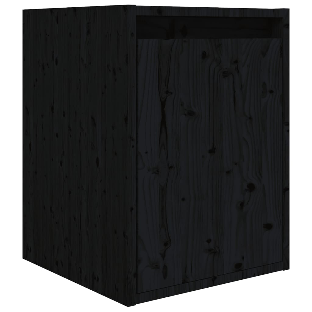 3 Piece TV Cabinets - Black Solid Pine Wood