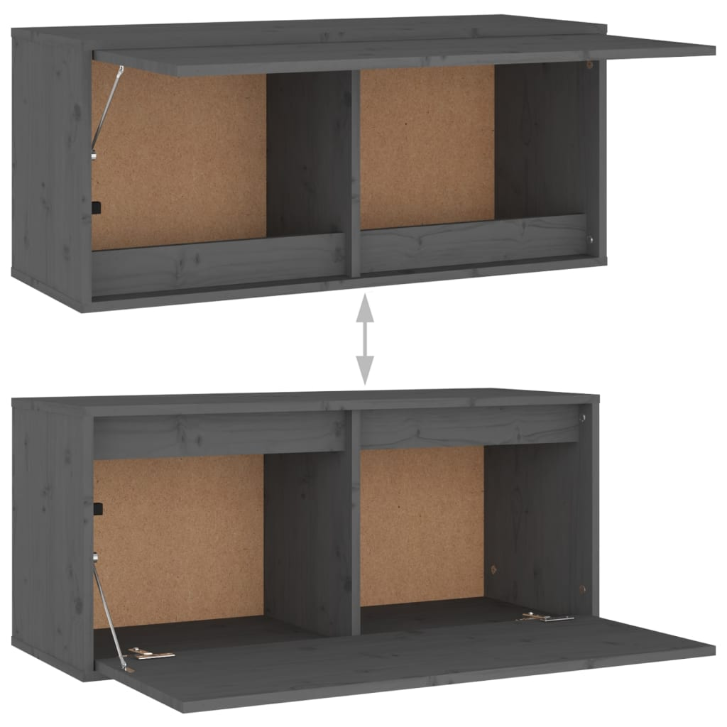 3 Piece TV Cabinets - Gray Solid Pine Wood