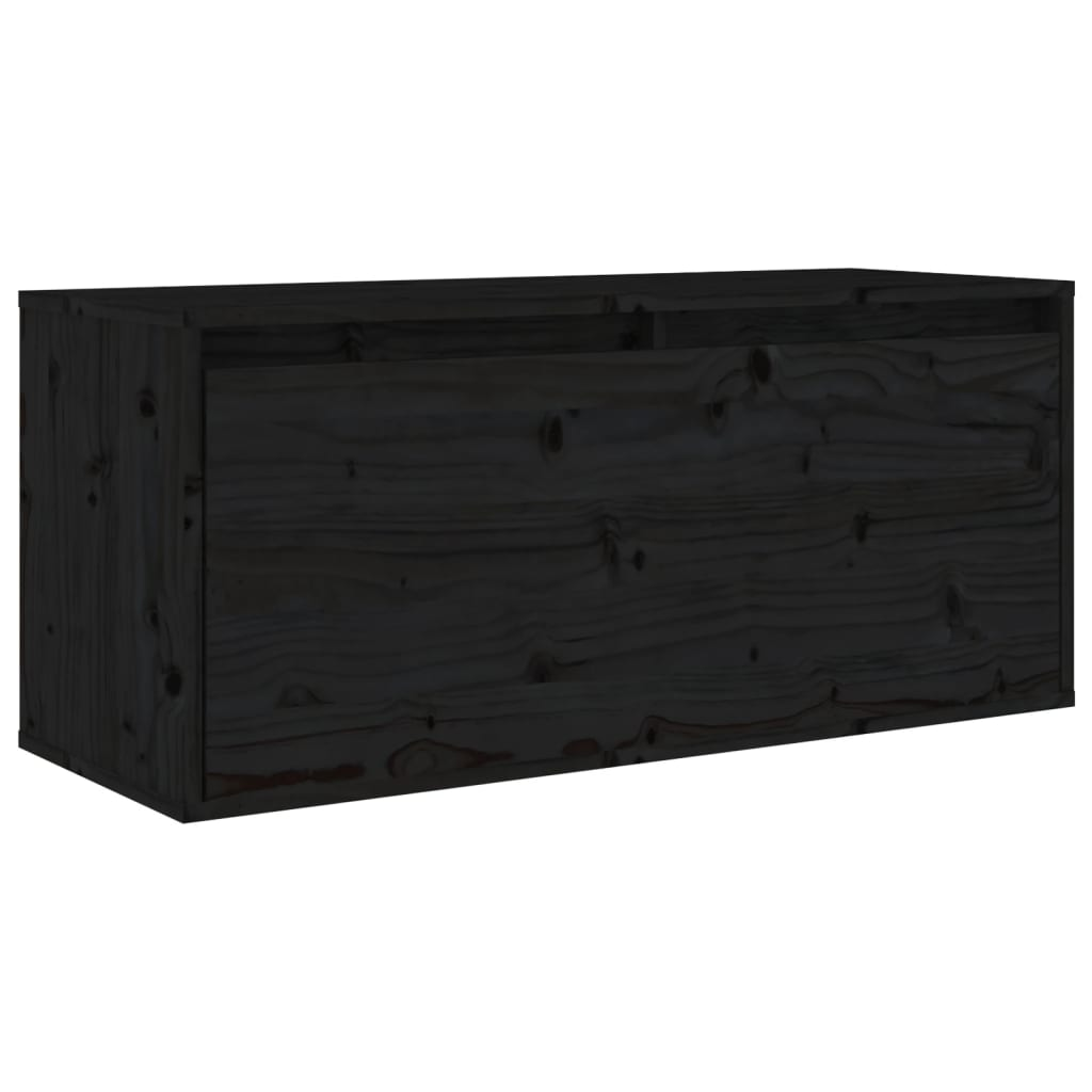 TV Cabinets 3 Piece Set - Black Solid Pine Wood