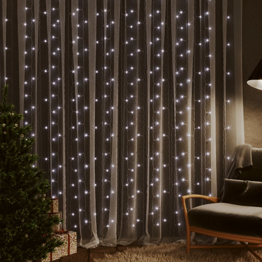 LED Curtain Fairy Lights 9.8'x9.8' 300 Cool White LEDs with 8 Functions