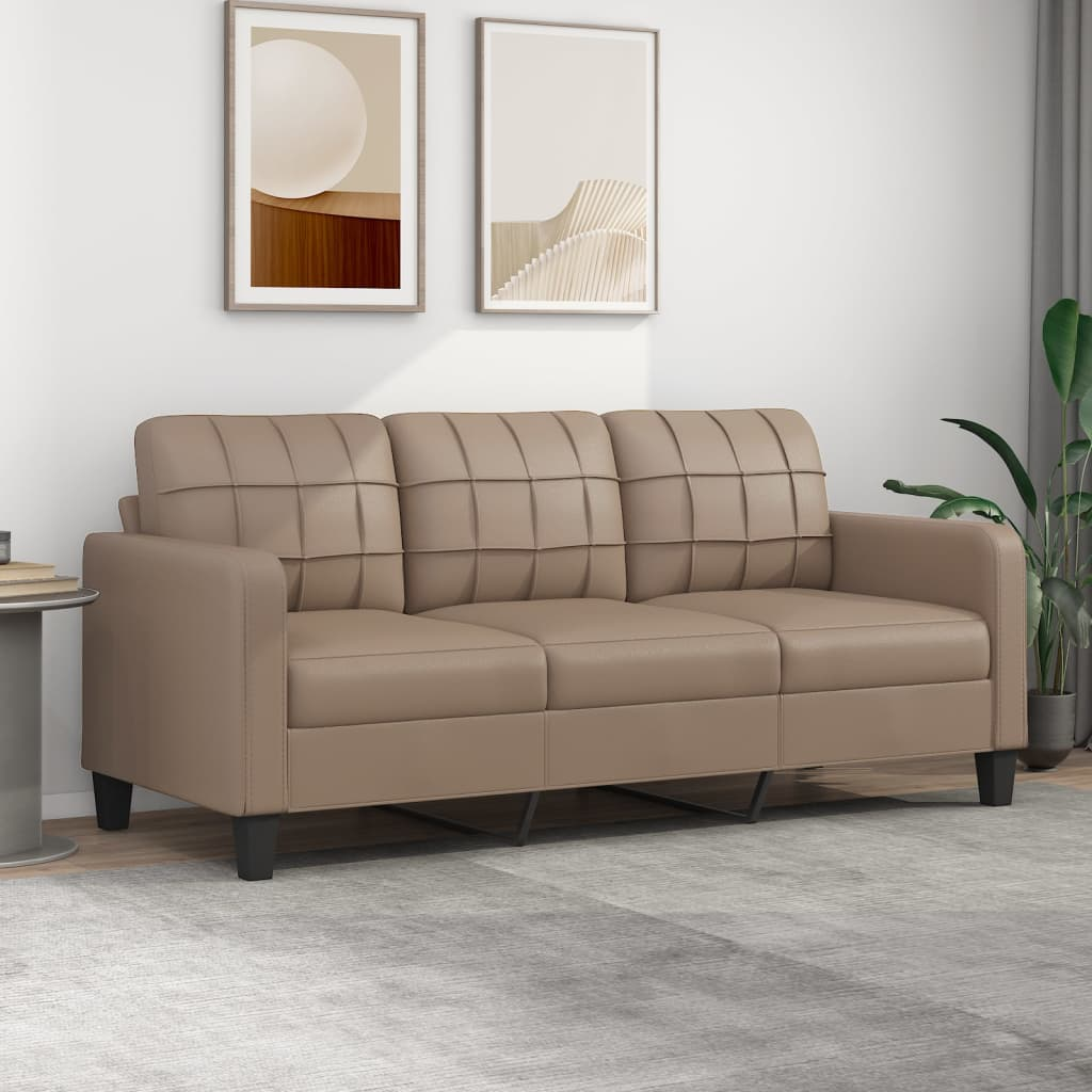 3-Seater Sofa Cappuccino Leather