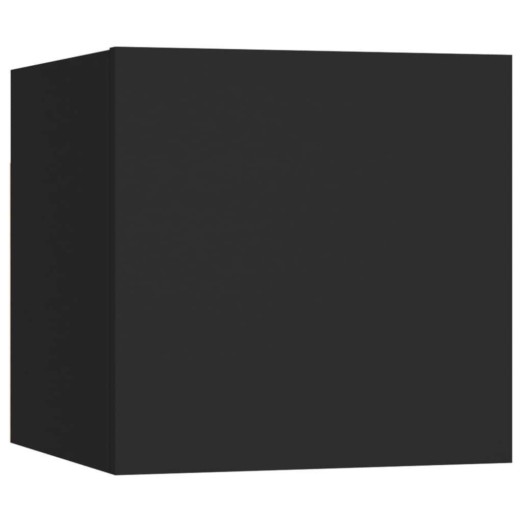 Wall Mounted TV Cabinets in Black 2 Piece Set