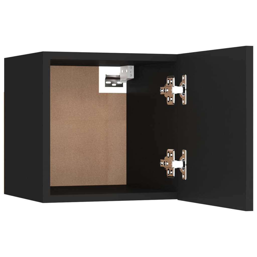 Wall Mounted TV Cabinets in Black 2 Piece Set