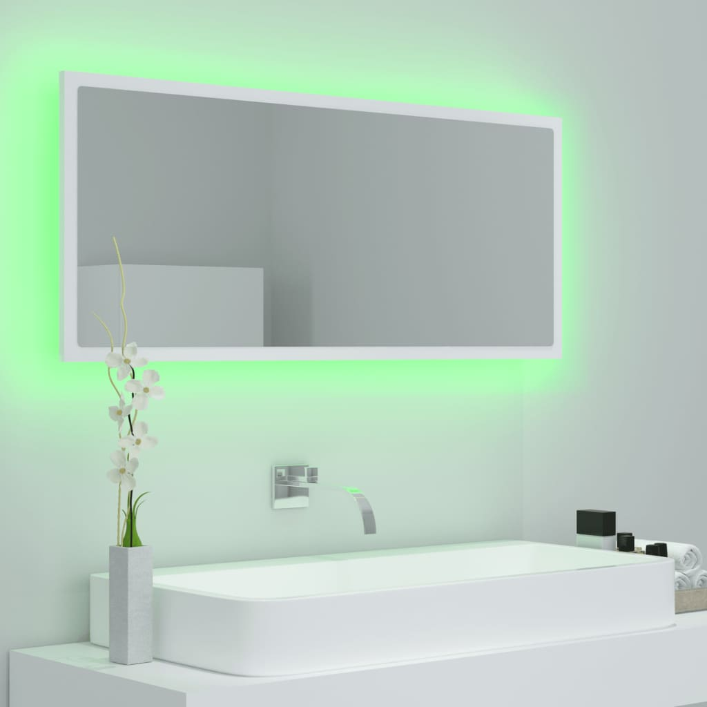 Acrylic White LED Bathroom Mirror