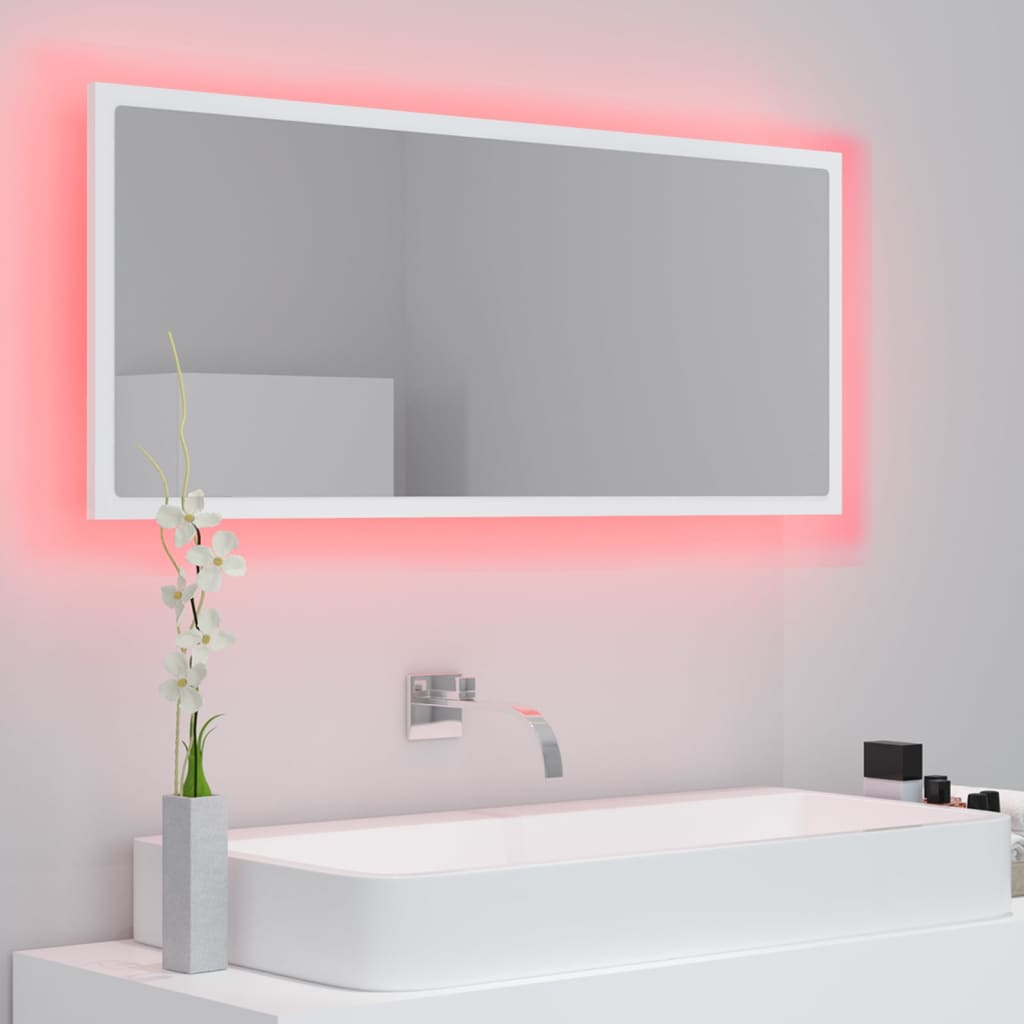 Acrylic White LED Bathroom Mirror