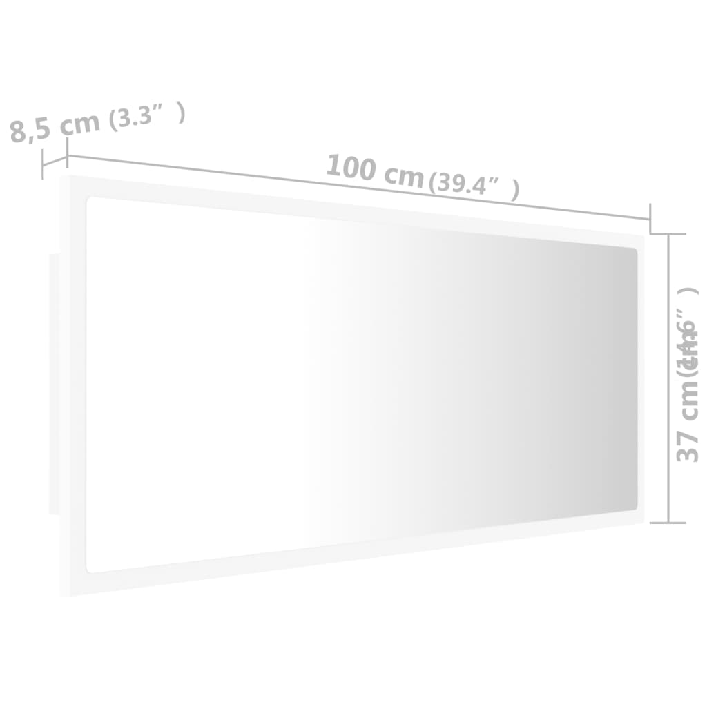 Acrylic White LED Bathroom Mirror