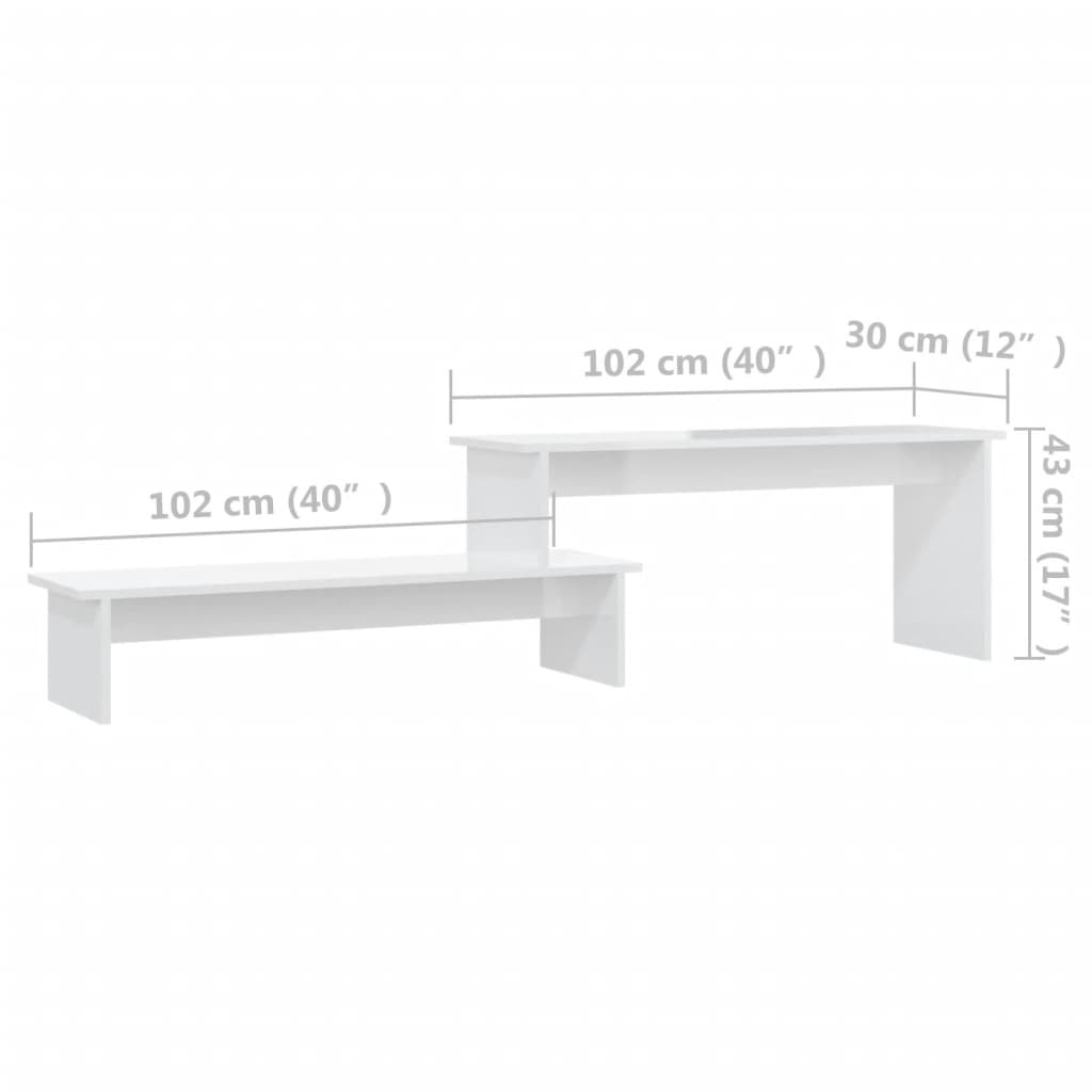 Engineered Wood TV Cabinet High Gloss White 70.9"x11.8"x16.9"