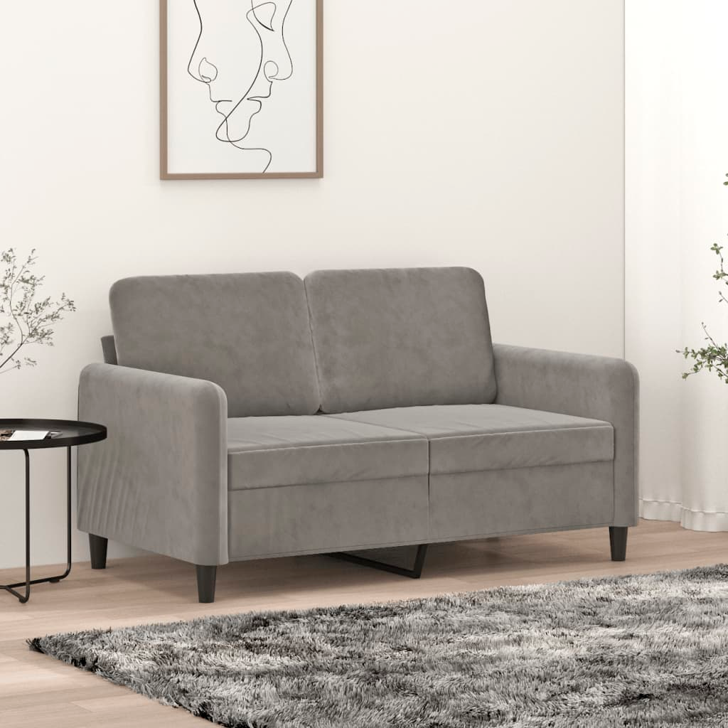 2-Seater Sofa Light Gray Velvet