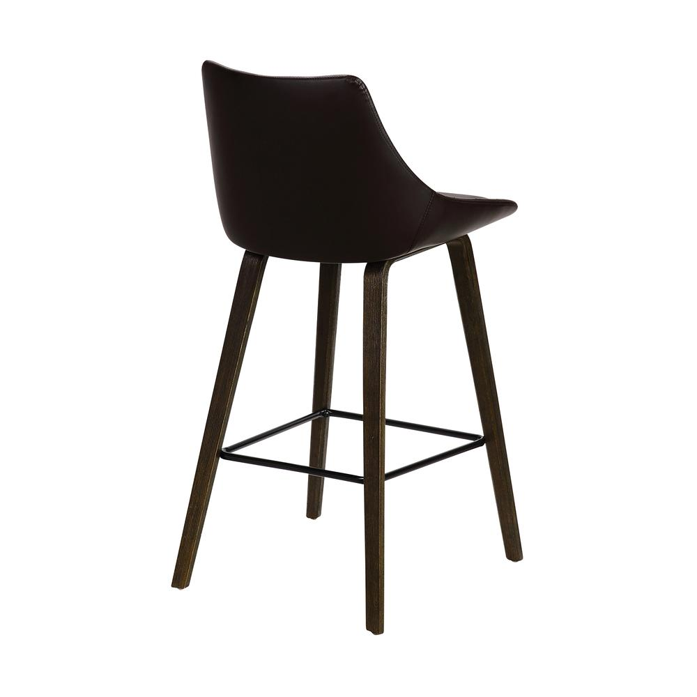 Brown Faux Leather Swivel Barstool in Walnut Glazed Finish