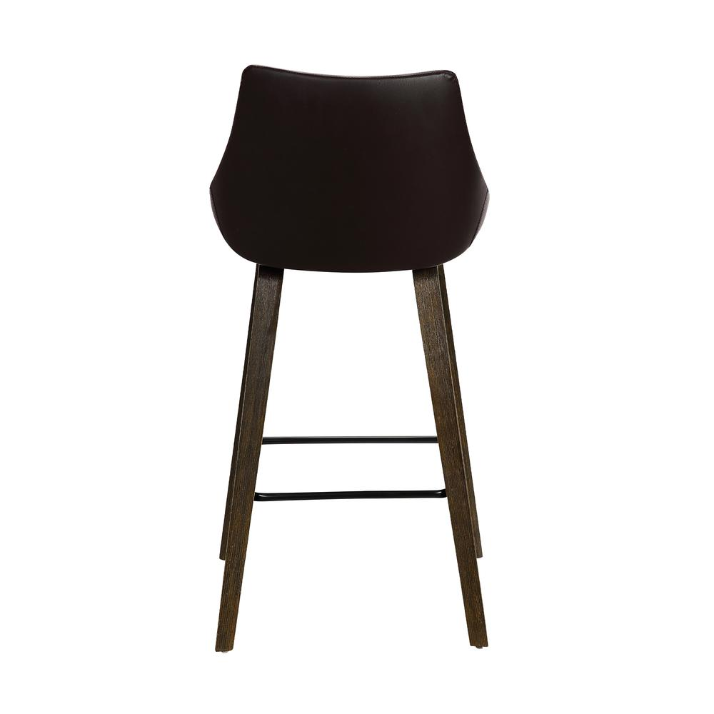 Brown Faux Leather Swivel Barstool in Walnut Glazed Finish