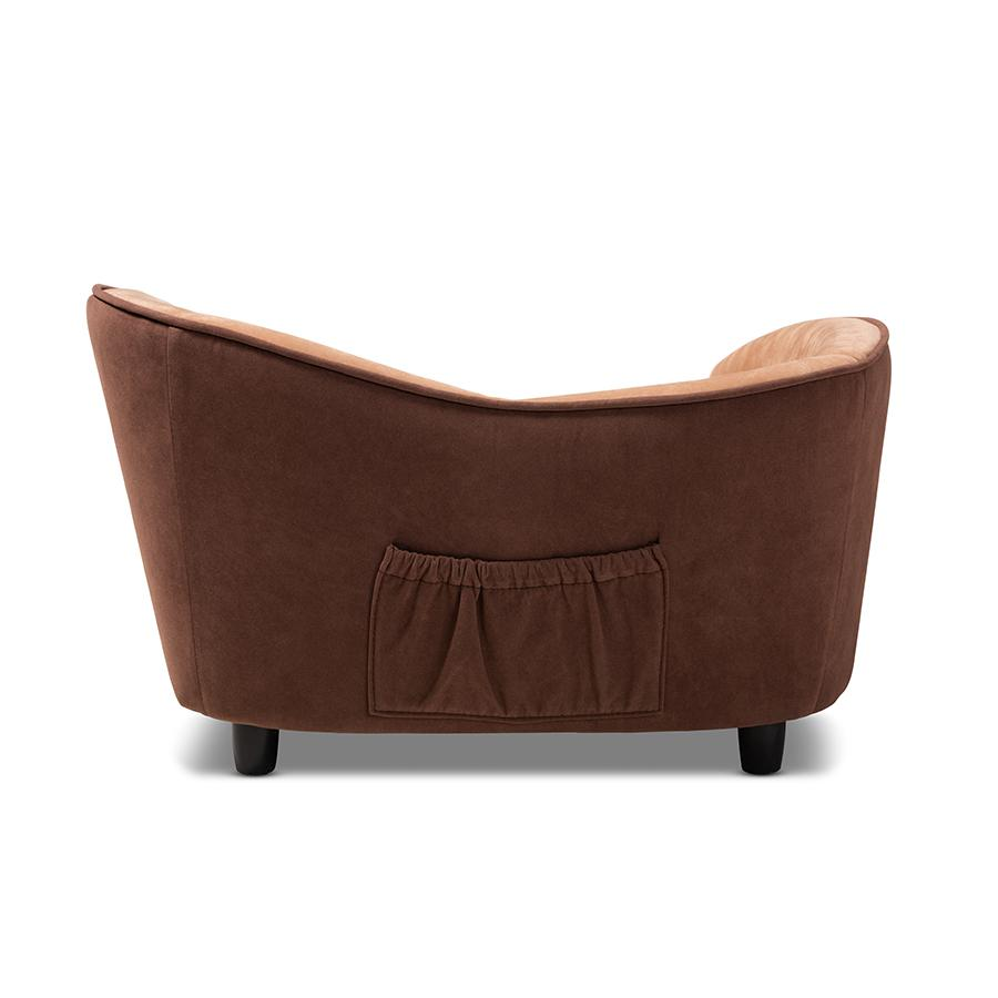 Modern and Contemporary Two-Tone Light and Dark Brown Upholstered Pet Sofa Bed