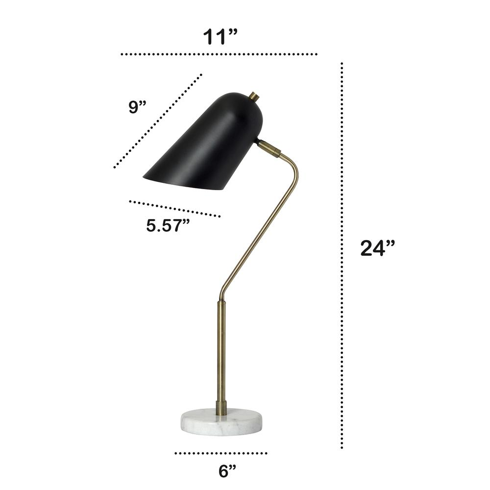 Asymmetrical Marble and Metal Desk Lamp with Black Sloped Shade