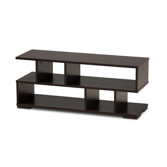 Modern and Contemporary Dark Brown Finished Wood TV Stand