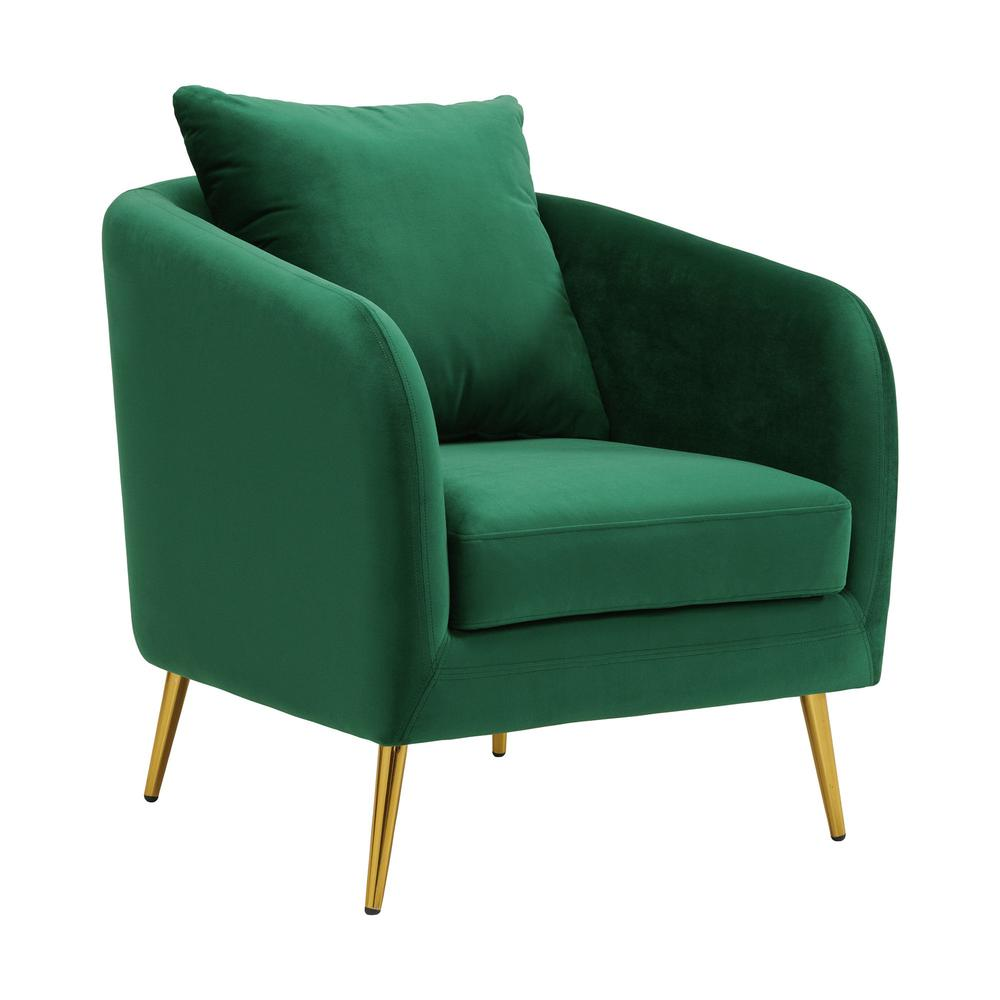 Zuri Accent Chair with Gold Legs in Emerald