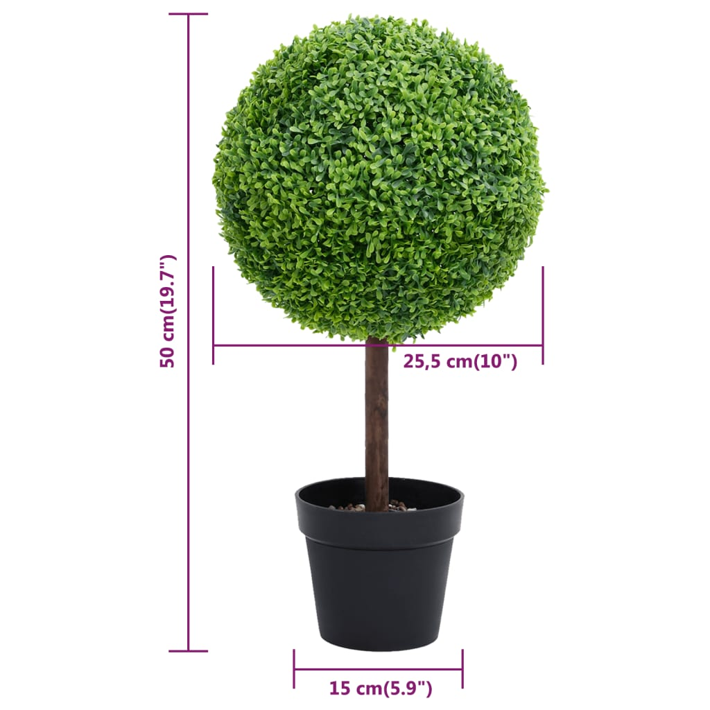 Green Artificial Ball Shaped Boxwood Plant with Pot 19.7"