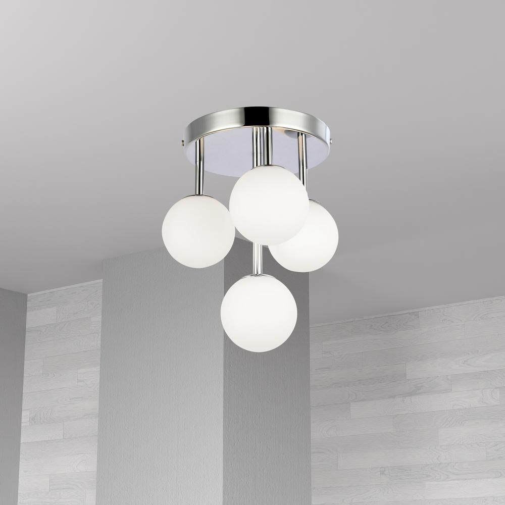 4 Light Flush Mount with Opal Glass