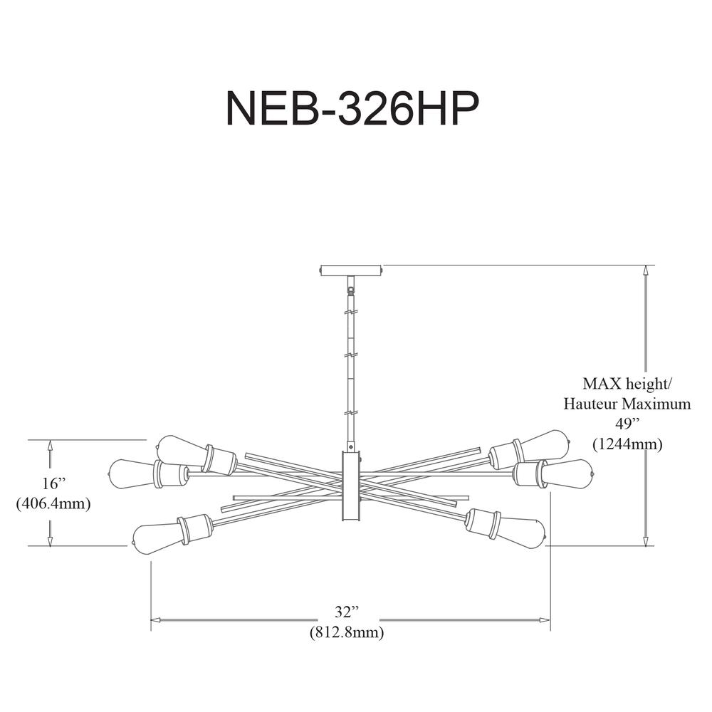 6LT Horizontal Pendant - Burnished Chrome Finish