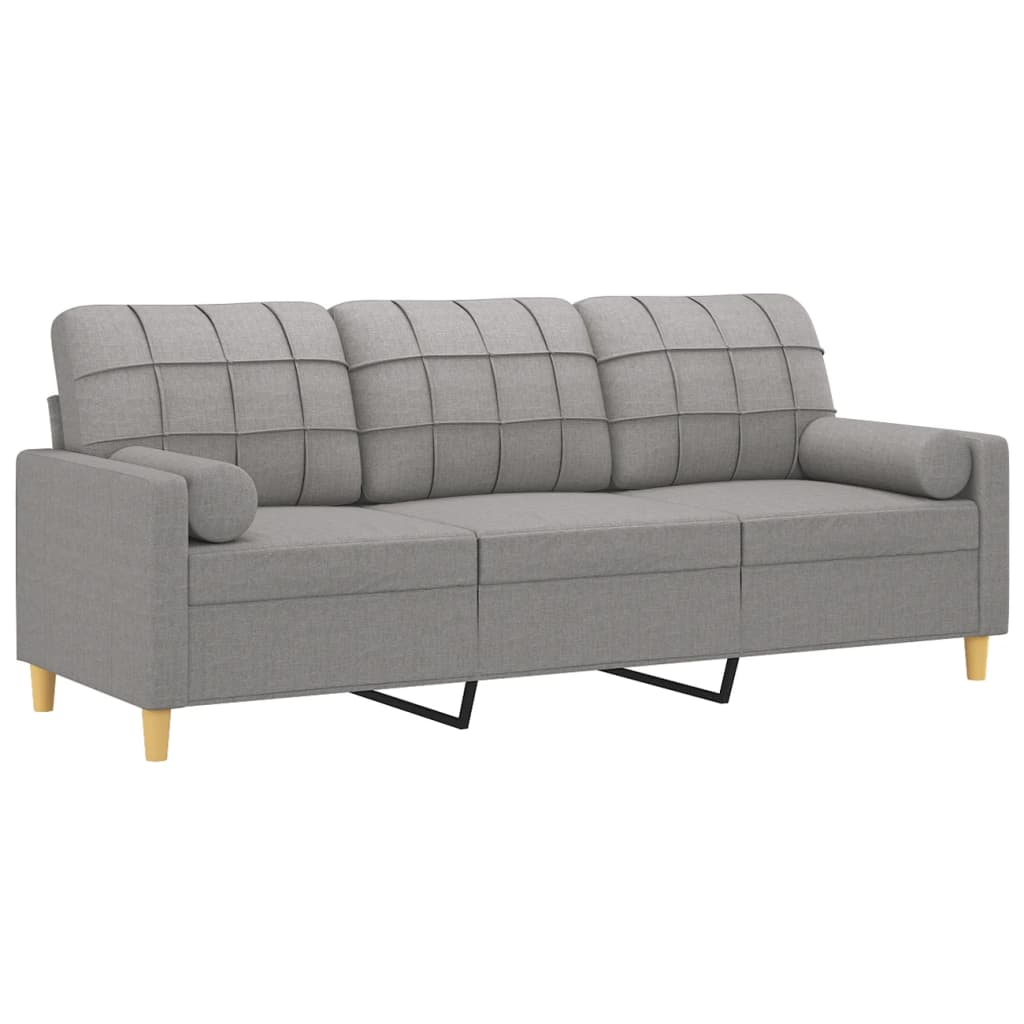 3-Seater Sofa with Pillows and Cushions Light Gray