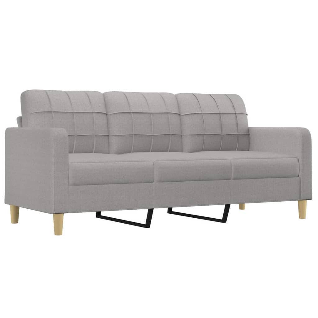 3-Seater Sofa with Pillows and Cushions Light Gray