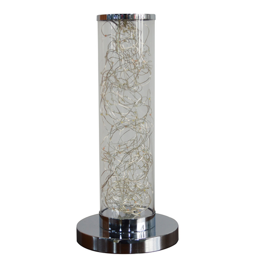 13" Silver Metal Column LED Rope Table Lamp