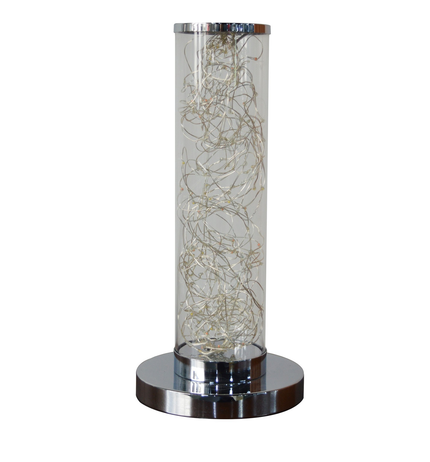 13" Silver Metal Column LED Rope Table Lamp