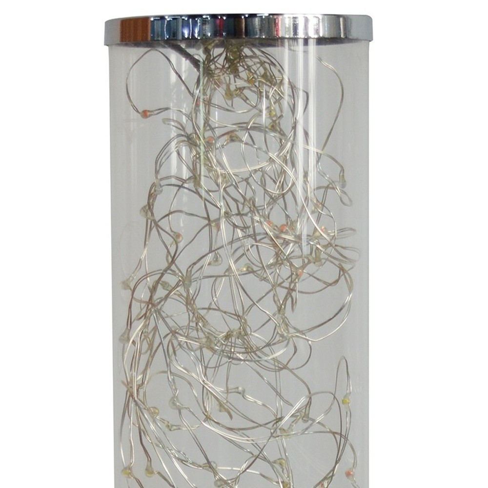 13" Silver Metal Column LED Rope Table Lamp