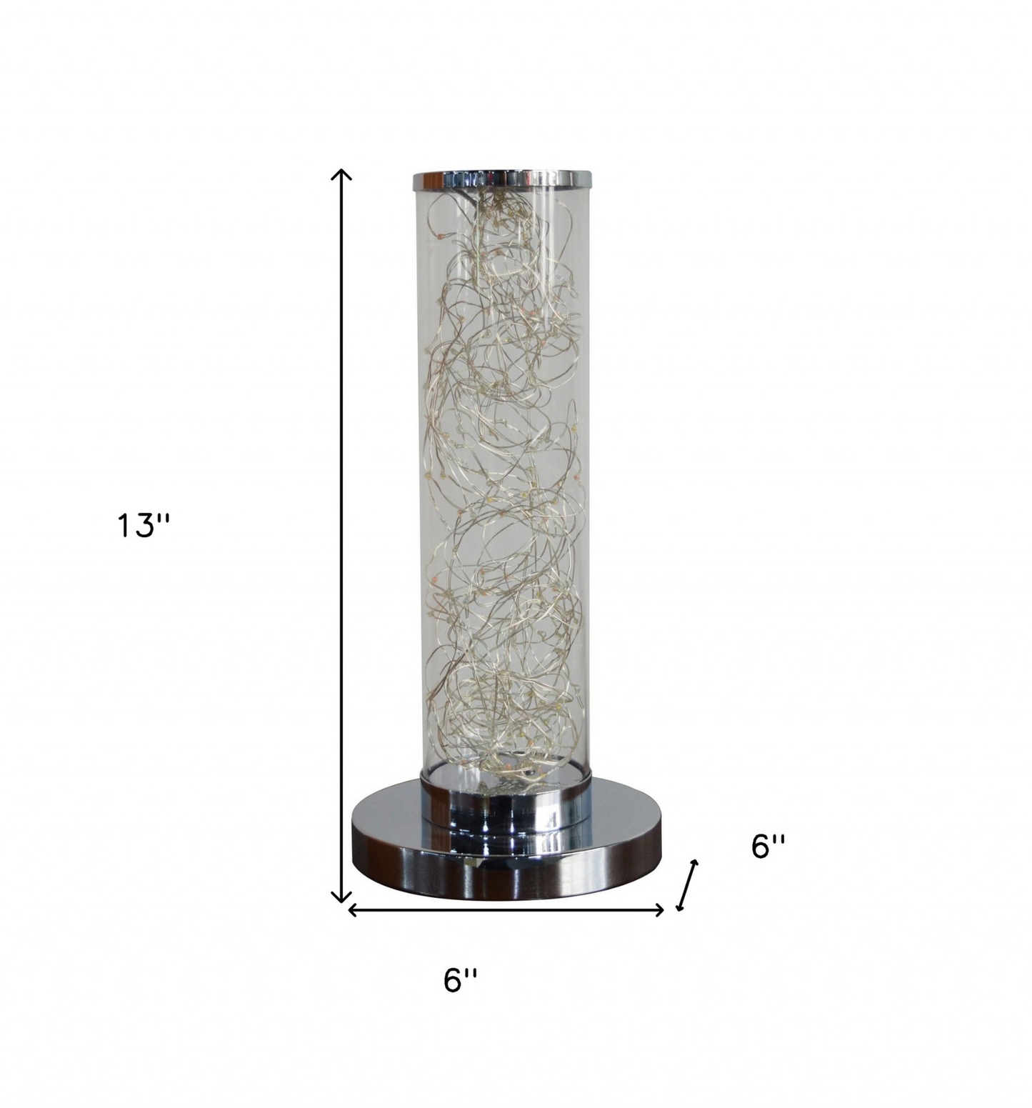 13" Silver Metal Column LED Rope Table Lamp