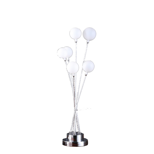 28" Silver Chrome Six Light Globes Lamp