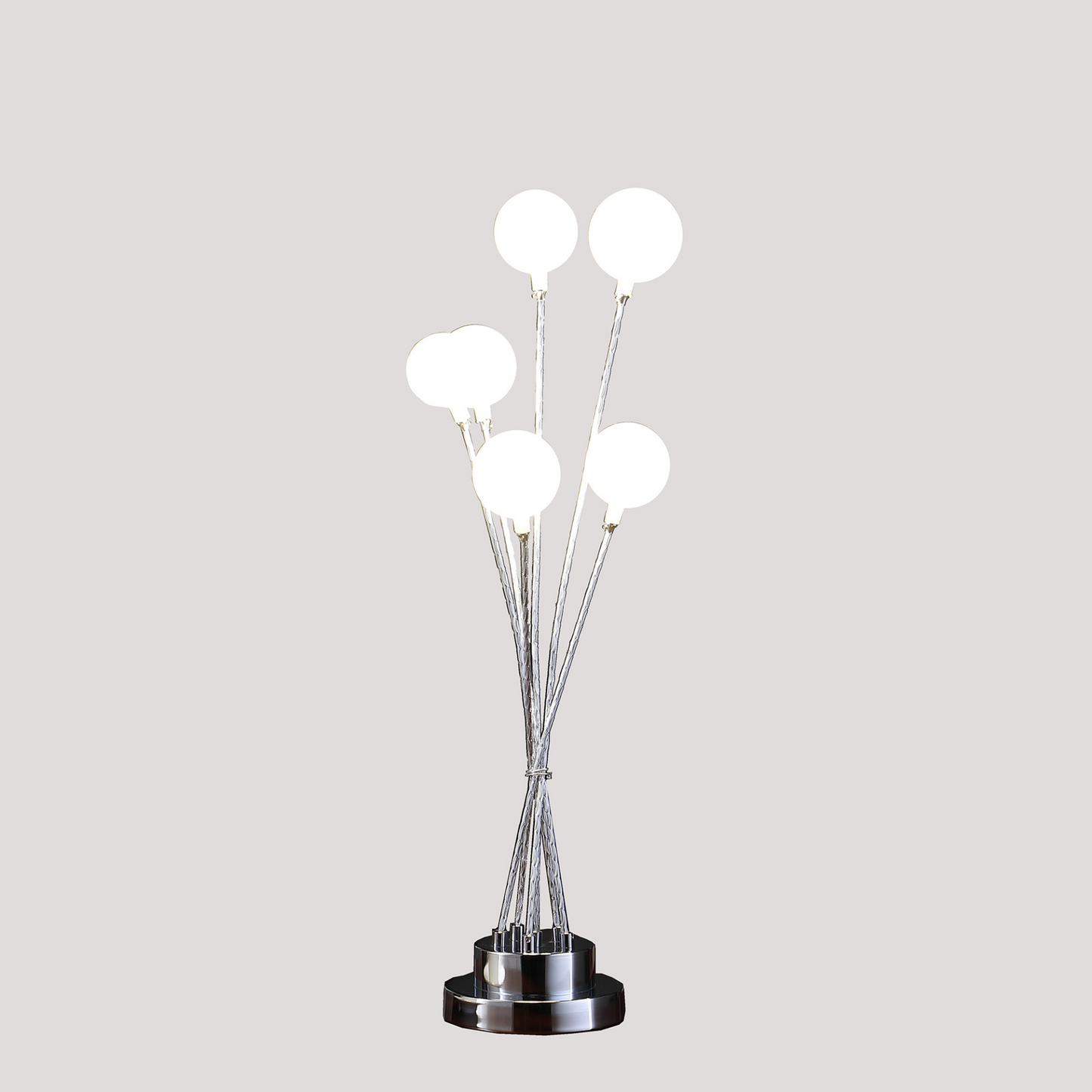 28" Silver Chrome Six Light Globes Lamp