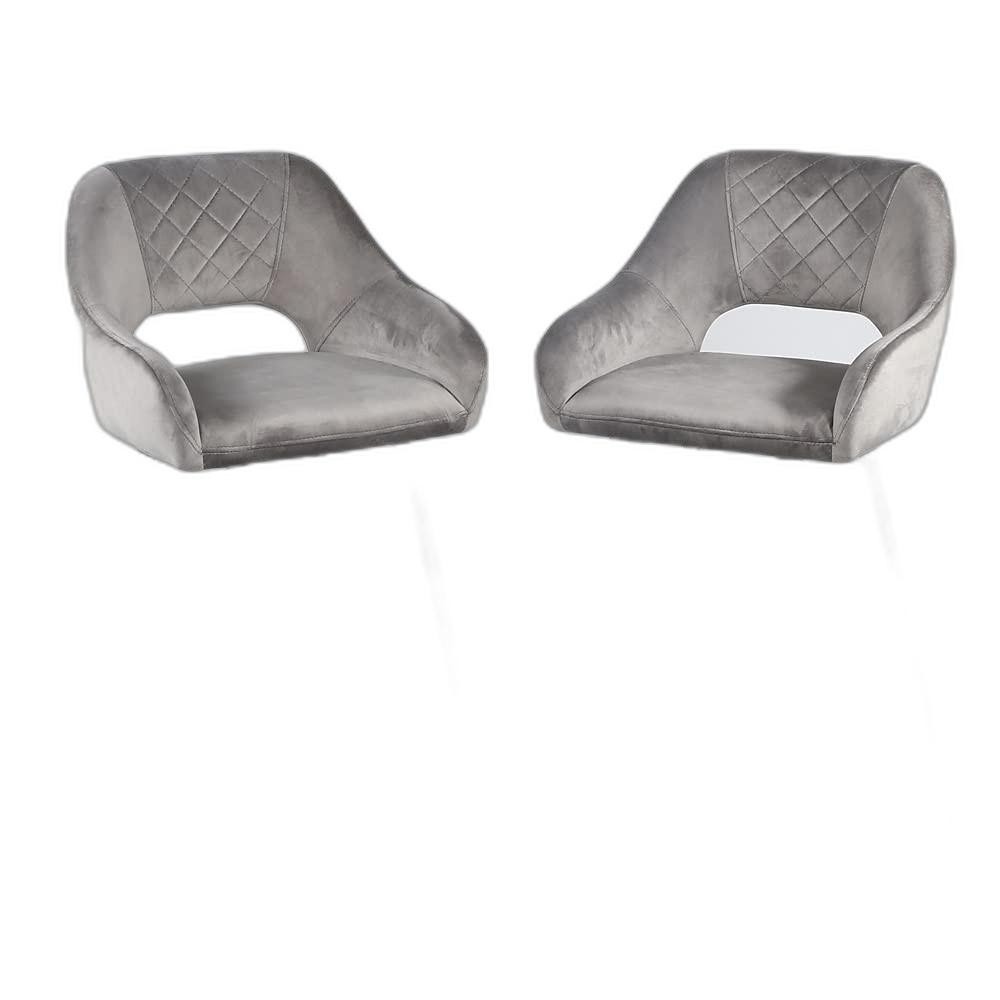 Set Of 2 Low Gray Velvet And Black Open Back Bar Chairs