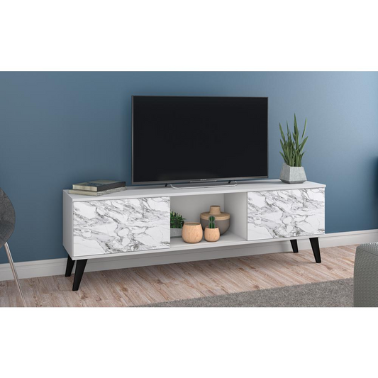 TV Stand - White Marble Stamp