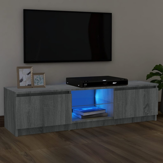 TV Cabinet with LED Lights in Gray Sonoma