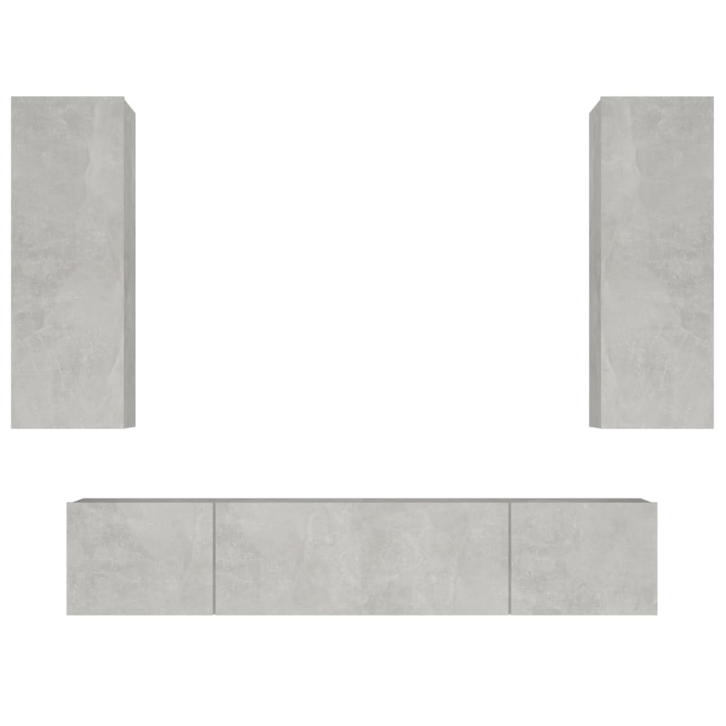 4 Piece TV Cabinet Set - Concrete Gray Engineered Wood