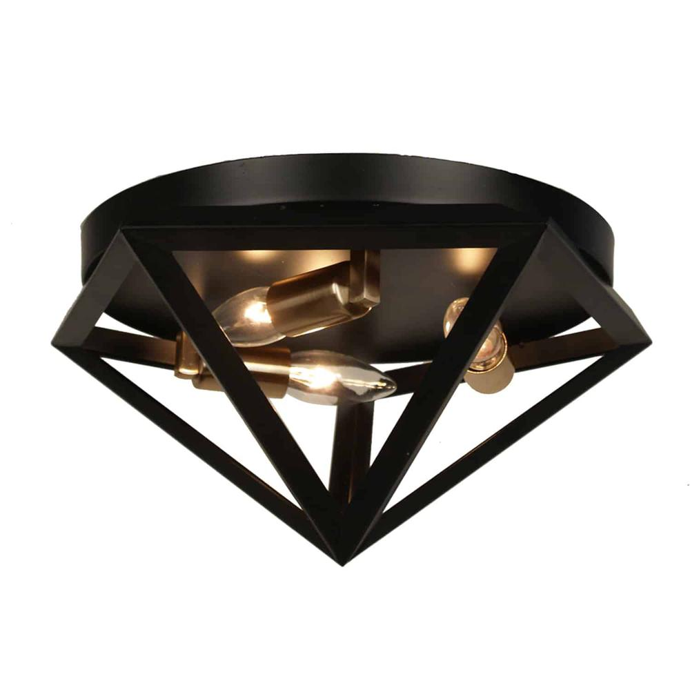 3 Light Flush Mount in Black