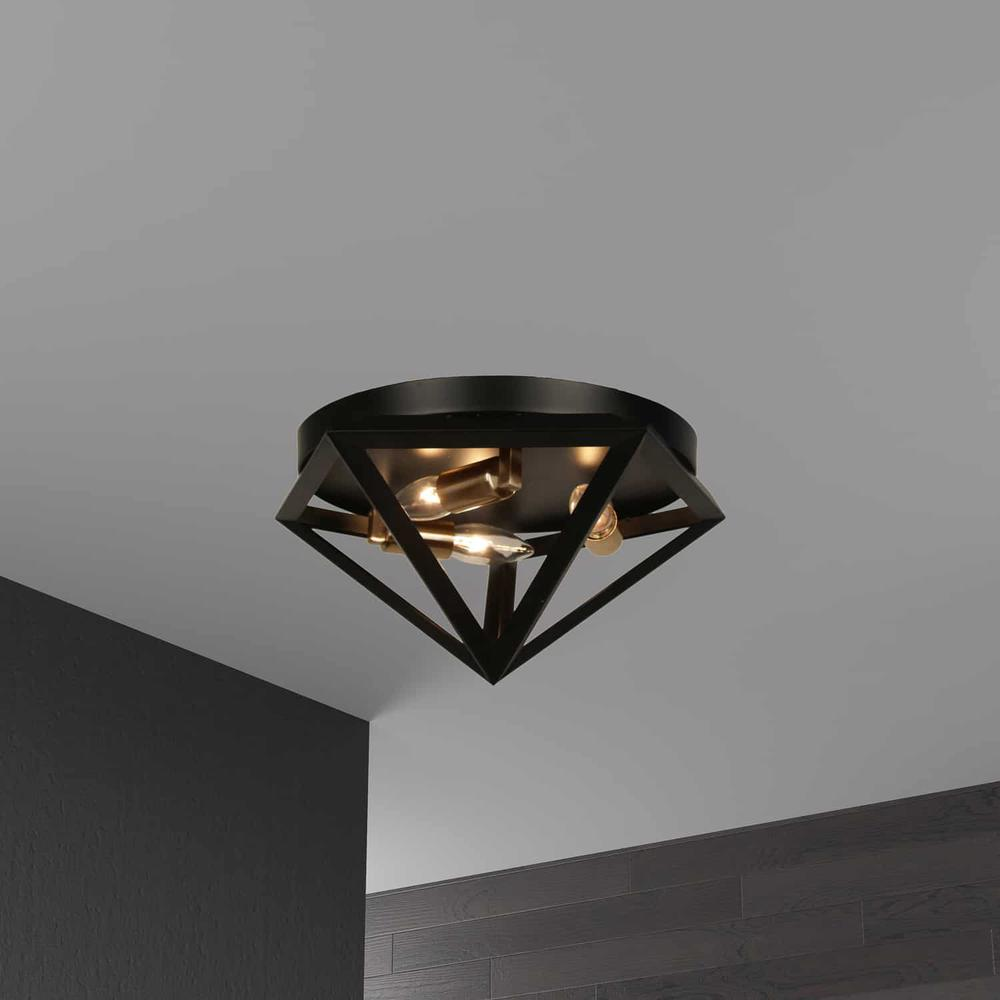 3 Light Flush Mount in Black