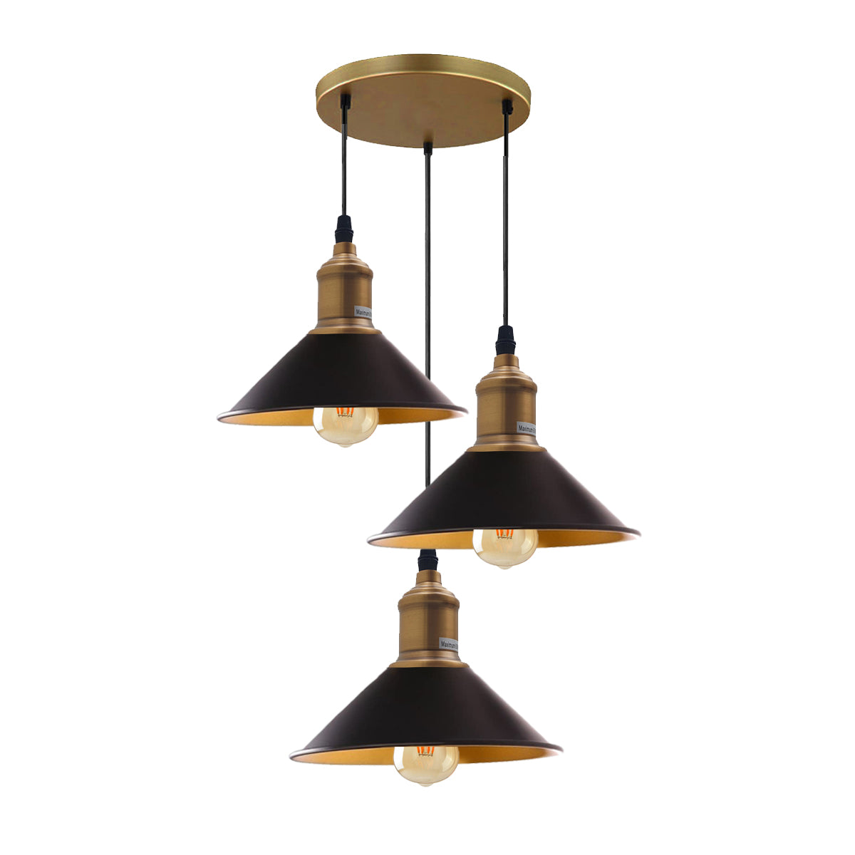 3 Outlet Black Pendant Lights