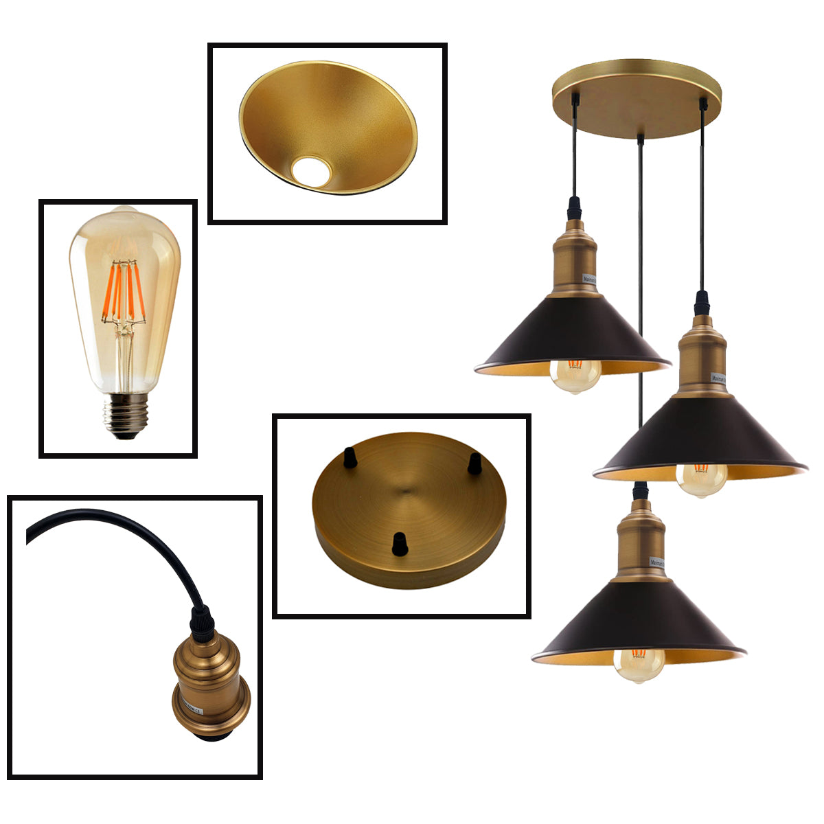 3 Outlet Black Pendant Lights